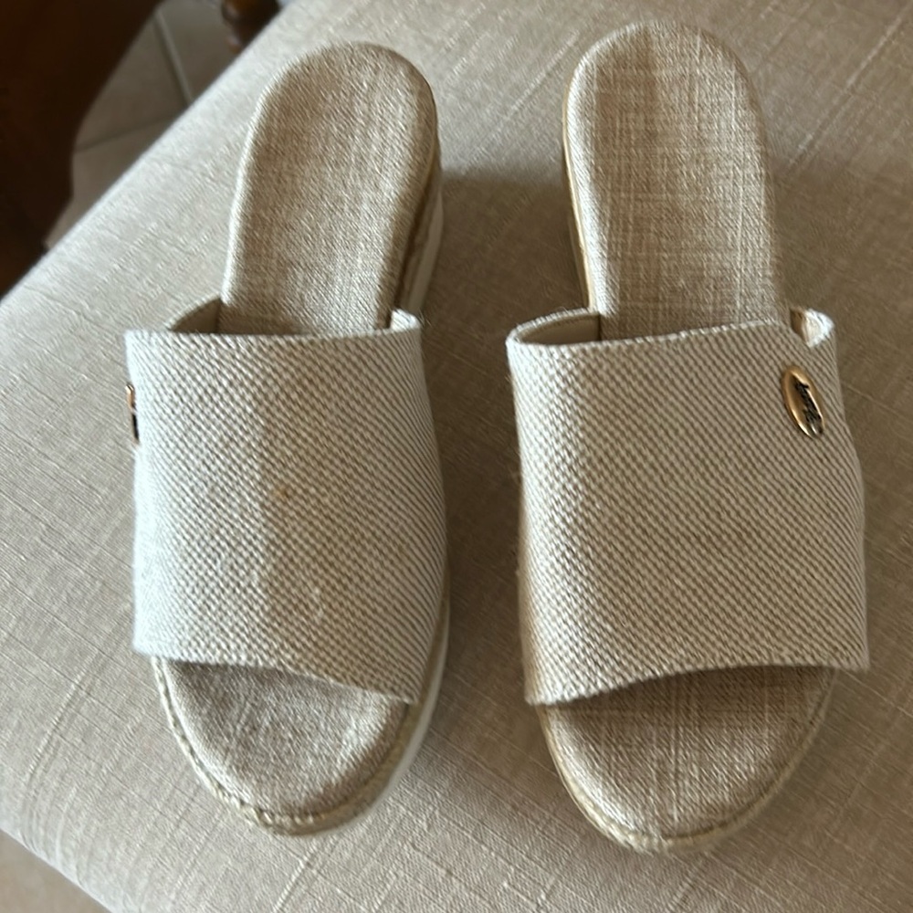 Tan canvas wedge
